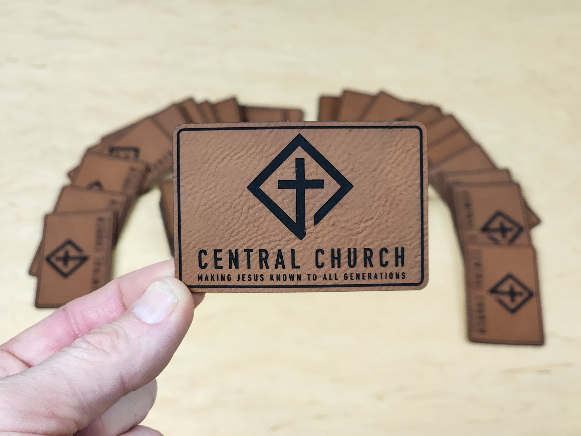 Custom Laser Engraved 40  Leather or Acrylic Patches - Wholesale Package