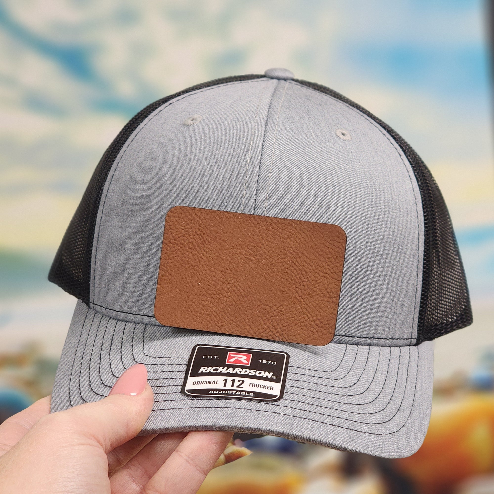 Rawhide Blank Leatherette Hat Patches with Adhesive (3" x 2"), Faux Leather Patches for Hats