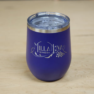 Laser Engraved Stainless Wine Stemless Tumbler 12oz purple