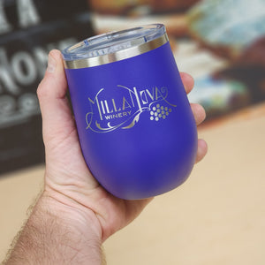 Laser Engraved Stainless Wine Stemless Tumbler 12oz purple