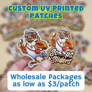 Custom UV Printed Leather or Acrylic Patches - Wholesale Packages